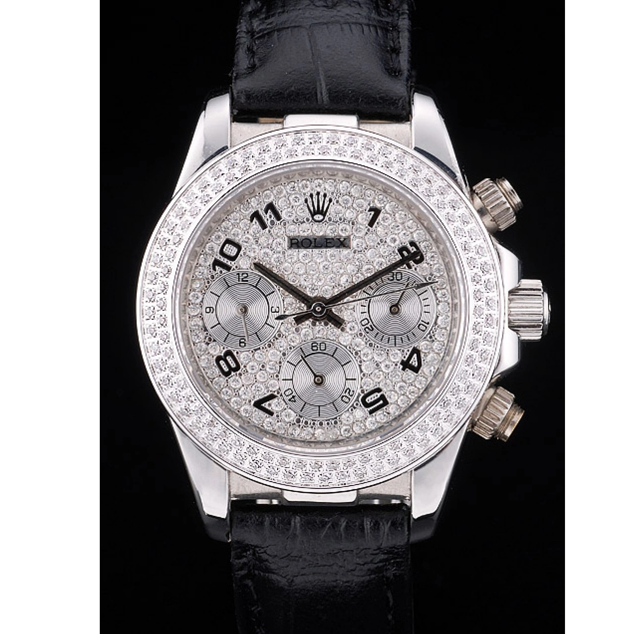 AAA replica watch Lady Studded Bezel Stainless Crystal Steel Crystal Studded Rolex Daytona Case Dial 0611